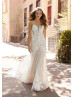 Beaded Ivory Lace Tulle Drop Waist Wedding Dress